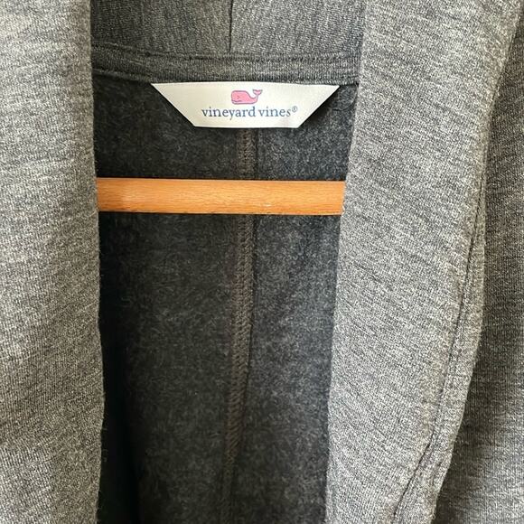 VINEYARD VINES Cozy Open Front Charcoal Grey Pocket Cardigan Size L - Picture 2 of 5